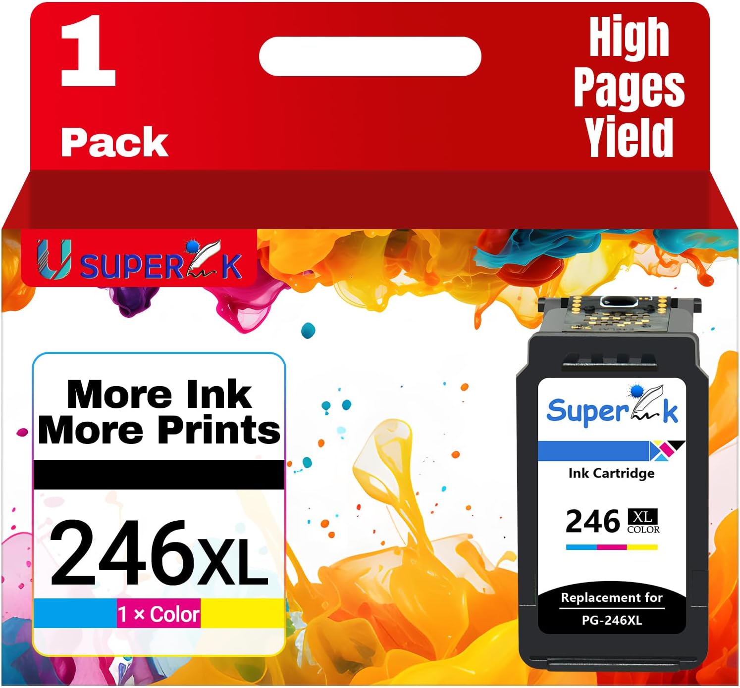 SuperInk 246XL Remanufactured Ink Cartridge Compatible for Canon CL-246XL CL-246 246XL 246 XL Pixma MG2522 MX492 MG2520 MG2920 MG2420 MX490 MG2525 MG3020 Printer Show Ink Level (Tri-Color,1 Pack)