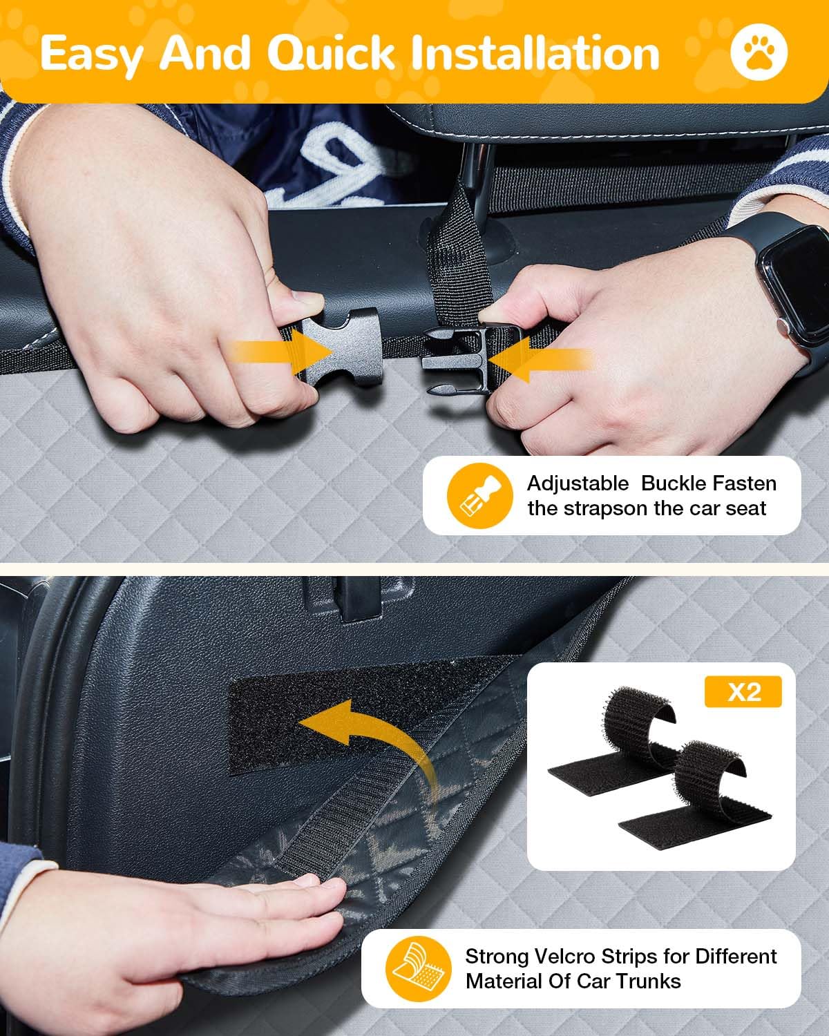 Lekespring Telo Auto per Cani con Protezione Laterale - Impermeabile Antiscivolo Telo Bagagliaio Auto per Cani, Copertura Universale per Bagagliaio Auto, SUV,e Station Wagon, Lavabile in Lavatrice