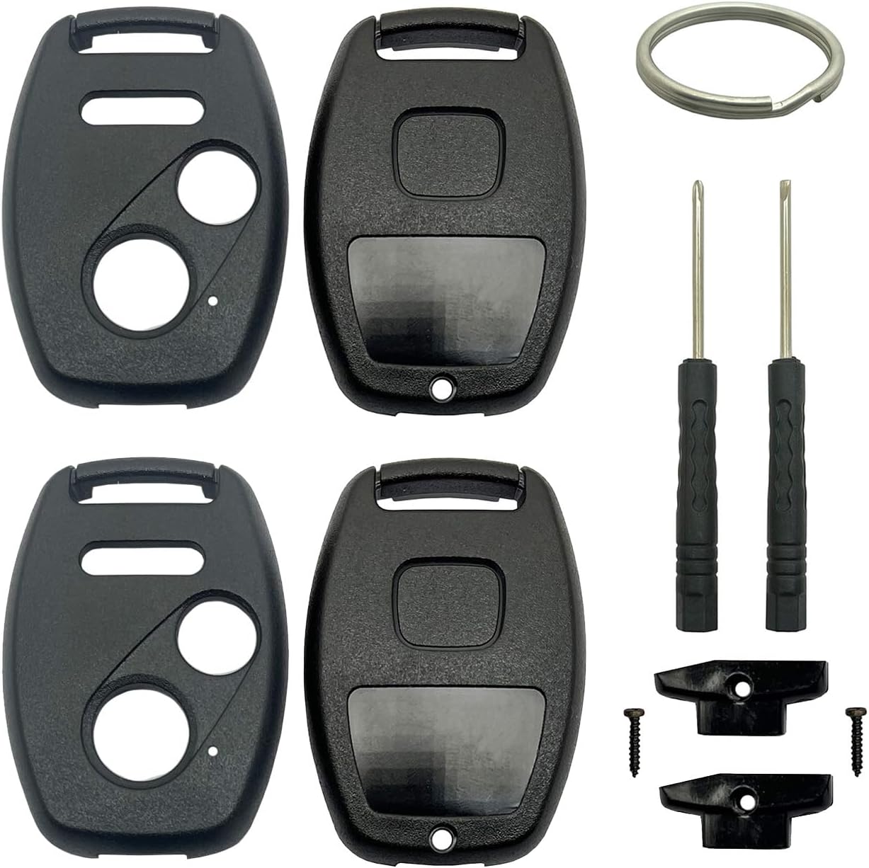 2 Pack Key Fob Shell Case Replacement Fits for Honda Accord Civic CR-V Fit Odyssey Pilot Ridgeline CR-Z Keyless Entry Remote Key Fob Cover 3 Button Keyless Entry Car Remote Cover (Black + Red)