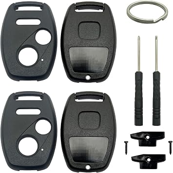2 Pack Key Fob Shell Case Replacement Fits for Honda Accord Civic CR-V Fit Odyssey Pilot Ridgeline CR-Z Keyless Entry Remote Key Fob Cover 3 Button Keyless Entry Car Remote Cover 2 Black