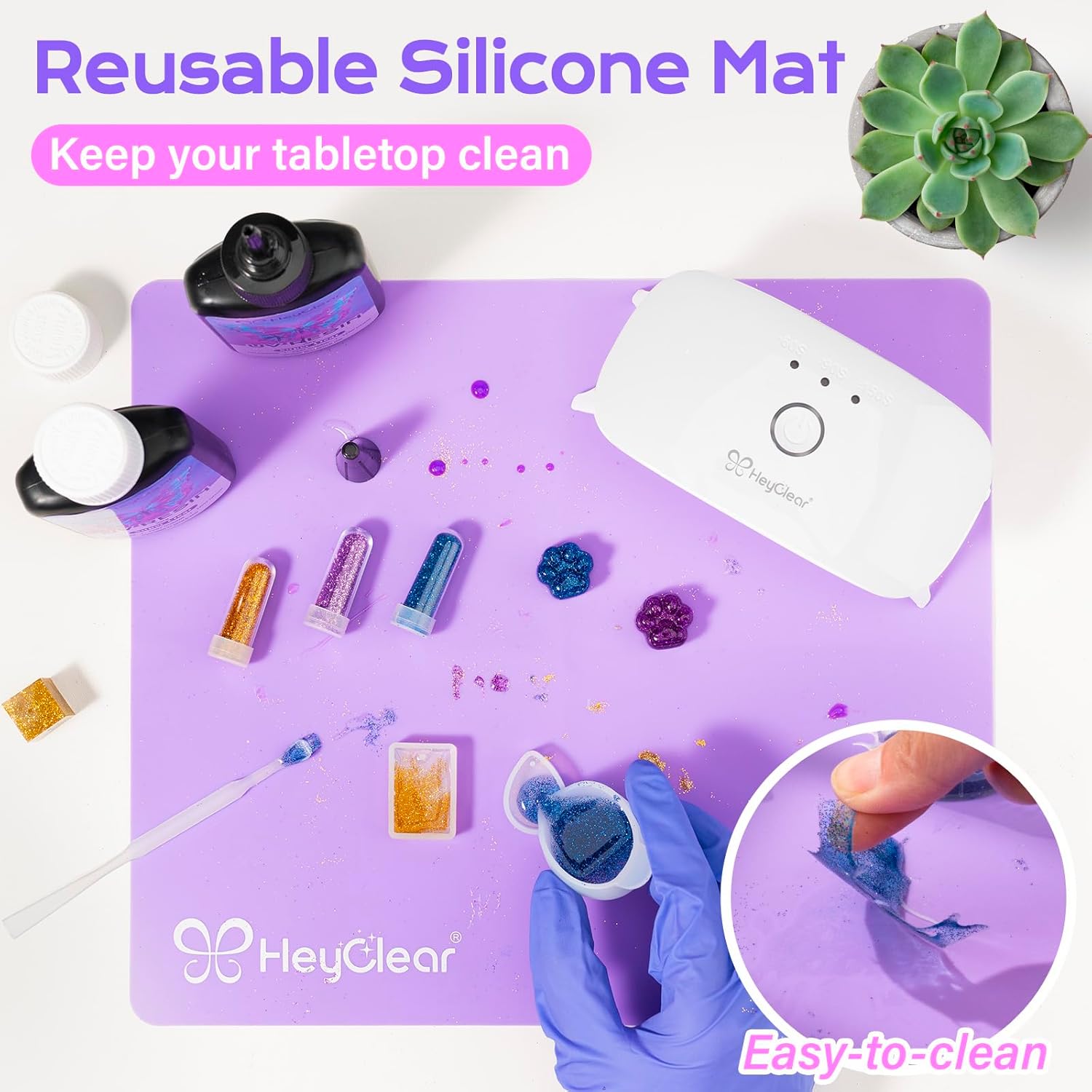 HeyClear UV Resin Kit with Light -200g Crystal Clear, Hard Resina UV Light Fast Curing UV Glue for Beginners Crafting, Molds Jewelry Making, DIY Craft Decorations