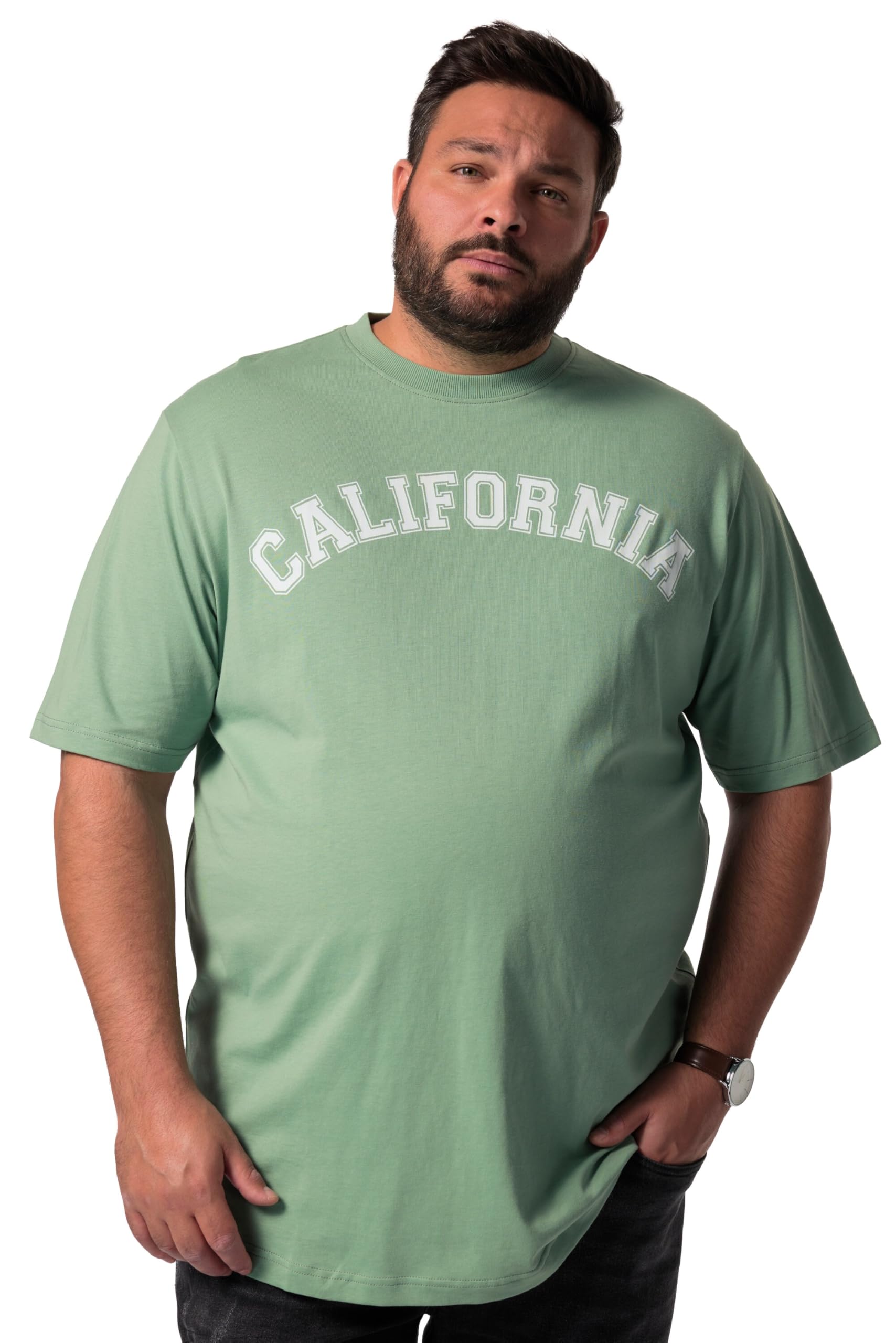 Men Plus Herren große Größen Übergrößen Menswear L-8XL T-Shirt, Halbarm, Brustprint 835038