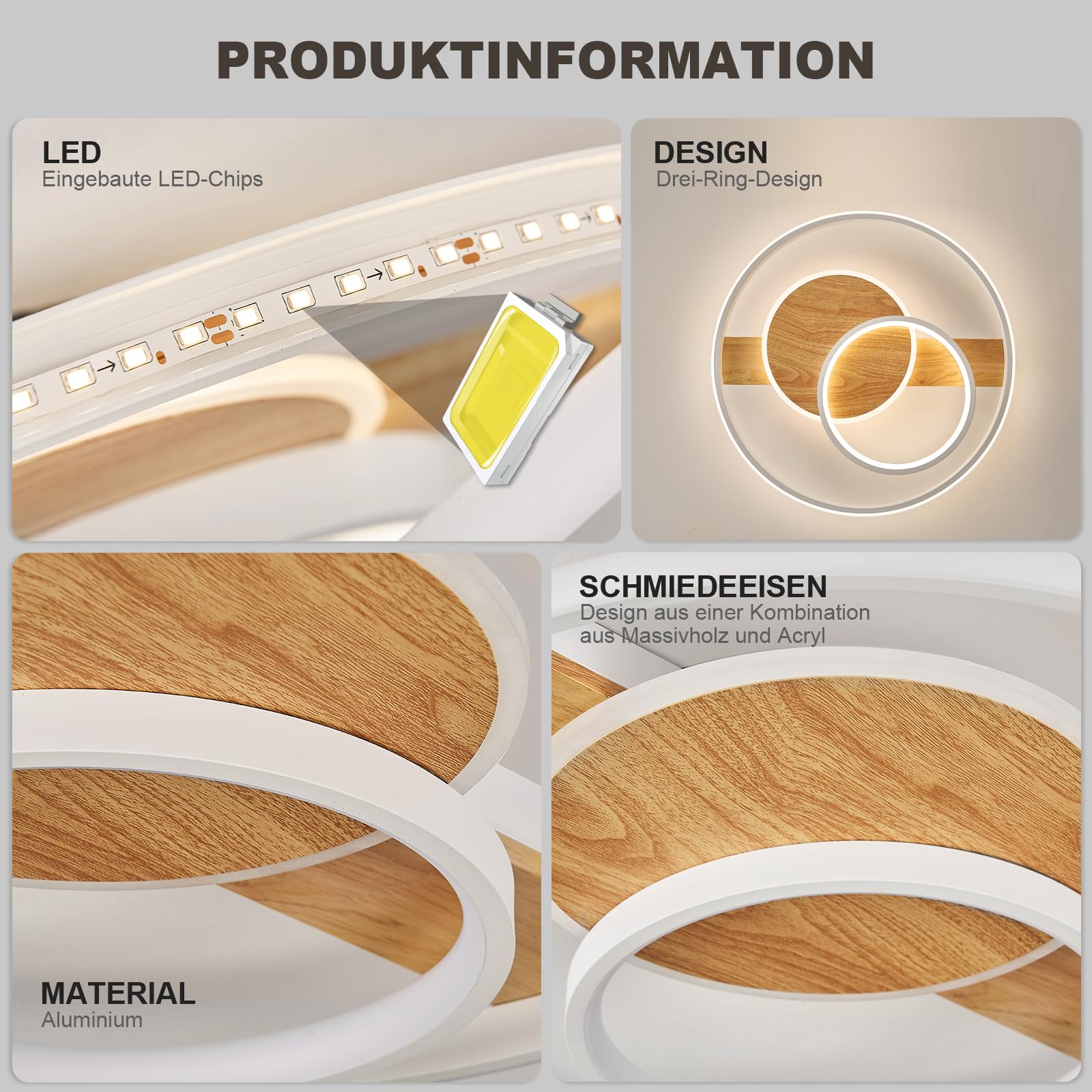 Qamra Modern Round LED Deckenleuchte,Weiß Deckenlampe 50 cm,4000 K | Deckenleuchte aus Aluminium, Metall und Silikon,Geeignet für Wohnzimmer, Schlafzimmer, Badezimmer, Flure,Küchen,48 W