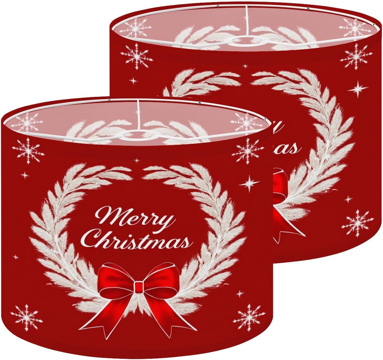 Lampshades Lamp Shades set of 2 Red Christmas Christmas Pictures Vintage Winter Holiday Light Shade for Table Lamps Floor Lamps Drum Lamp Shades Lampshade Replacement
