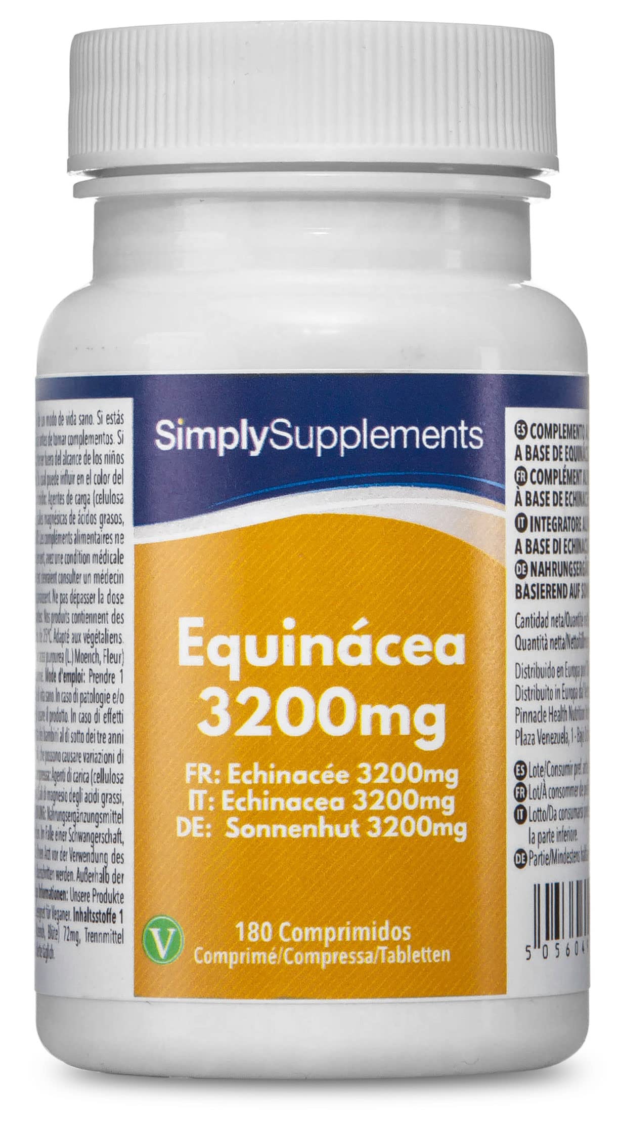 Equinacea 3200mg - Bote para 1 año - Apta para veganos - 360 Comprimidos - SimplySupplements