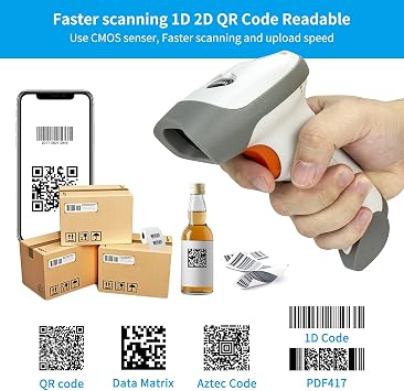 NetumScan Wireless 1D 2D Barcode Scanner with Stand & Bluetooth 2D Barcode Reader for Warehouse POS and Computer