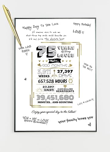 Miniatura 1 de Decoración de feliz cumpleaños 75 para hombres y mujeres, tarjeta alternativa de libro de visitas, regalos de 75 años, decoraciones de fiesta de