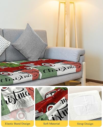 Miniatura 4 de Fundas de cojín para sofá de Navidad, lavables, extraíbles y elásticas, fundas para sofá seccional en forma de L y T, protector de muebles, tamaño
