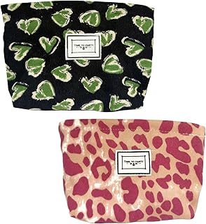 Juego de 2 bolsas de maquillaje de pana portá...