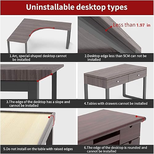 Miniatura 4 de Extensor de escritorio para computadora, 29.5 x 9.45 pulgadas, soporte de codo de brazo de mesa, bandeja plegable para teclado para mesa cuadrada,