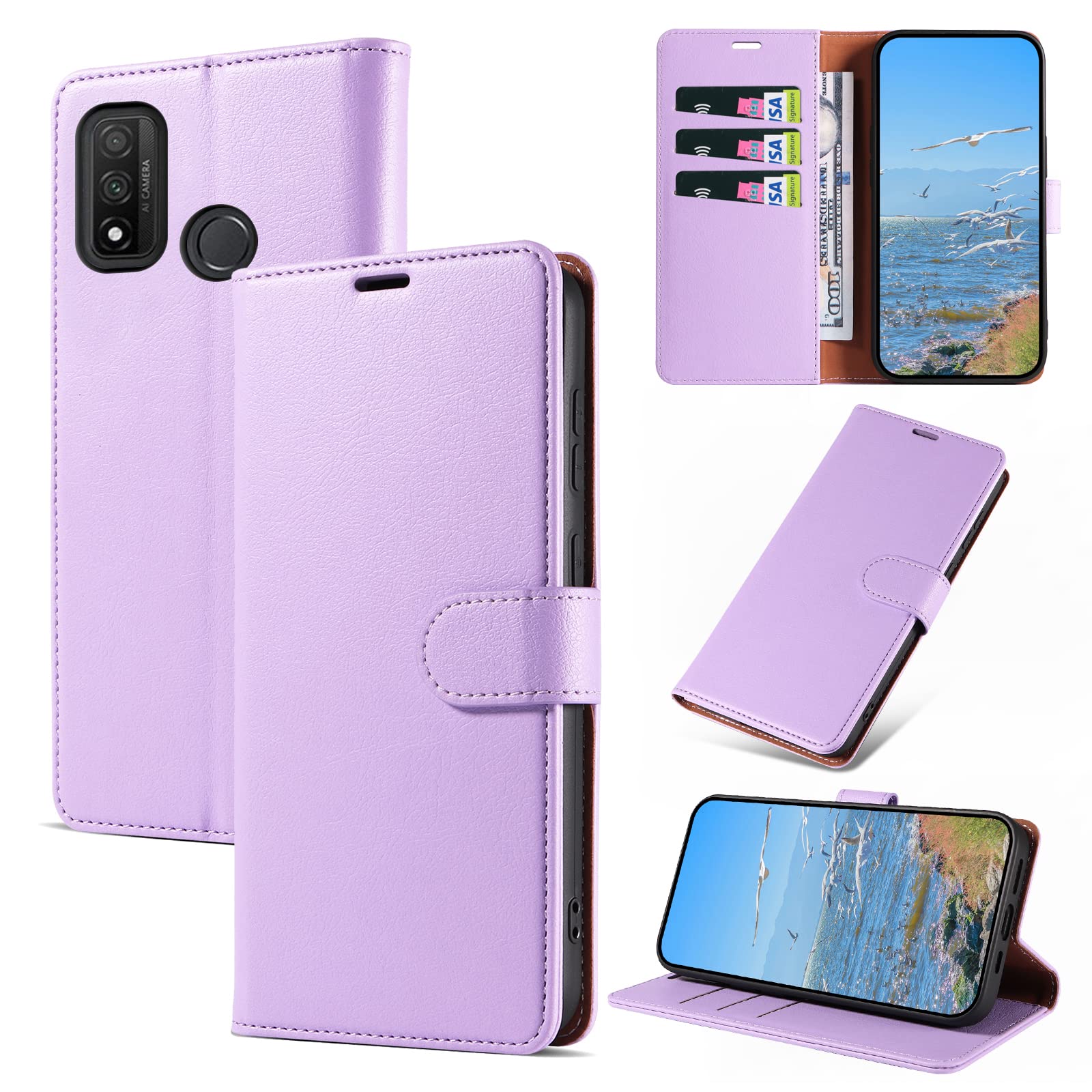 iCatchy - Custodia a Portafoglio in Pelle per Huawei P Smart 2021, con