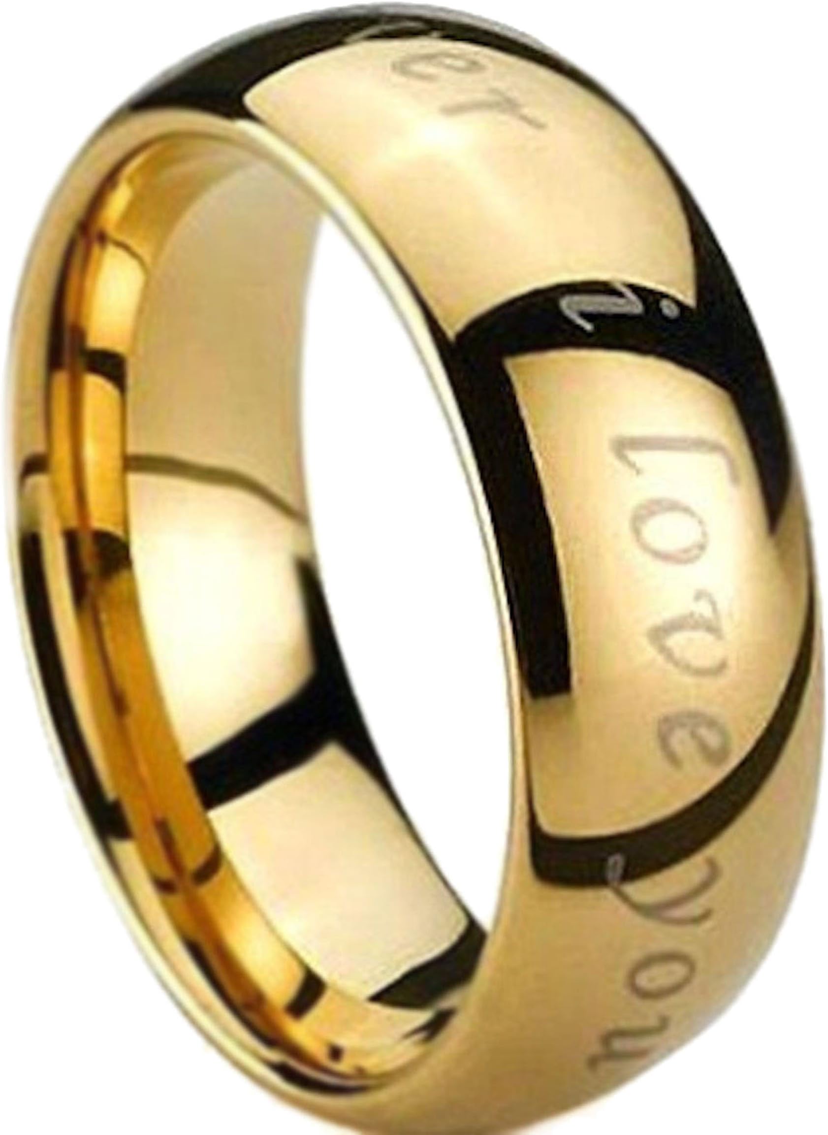 Tungsten Engraved with I Love You Gold GP Tungsten Carbide Wedding Engagement Band Ring