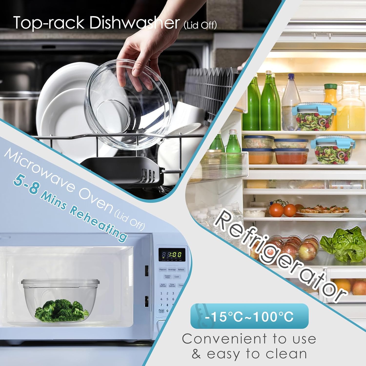 WHALEHOUSE 2-Pack 33 OZ Clear Eco-friendly SK chemicals ECOZEN Salad Container Sets, Portable Plastic Salad Bowls with Lid, Leak-Proof Dressing Container, Bento Lunch Box for Meal Prep & Food Storage