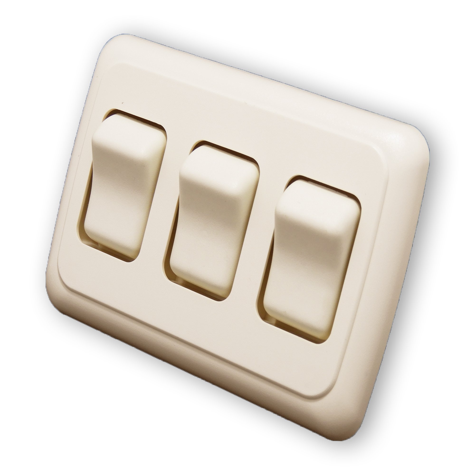American Technology ComponentsTriple SPST On-Off Switch with Bezel, 12-Volt, for RV, Trailer, Camper (Almond)