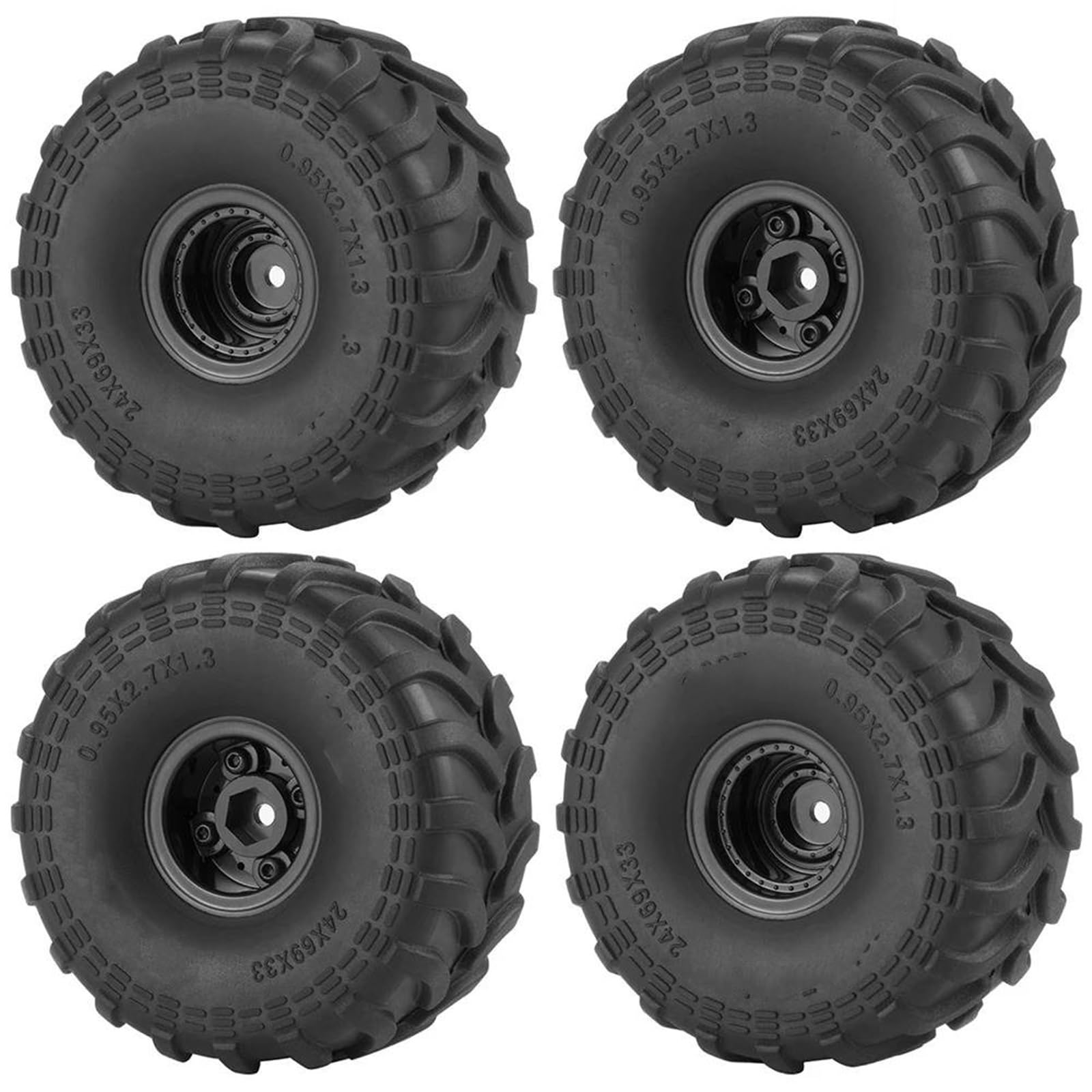Neumáticos RC para TRX4M para Axial SCX24 FCX24 para FMS 1/18 1/24 RC Car 4 Piezas De Neumáticos Rueda 1,0 Pulgadas, Goma, Llantas Plástico, Bujes