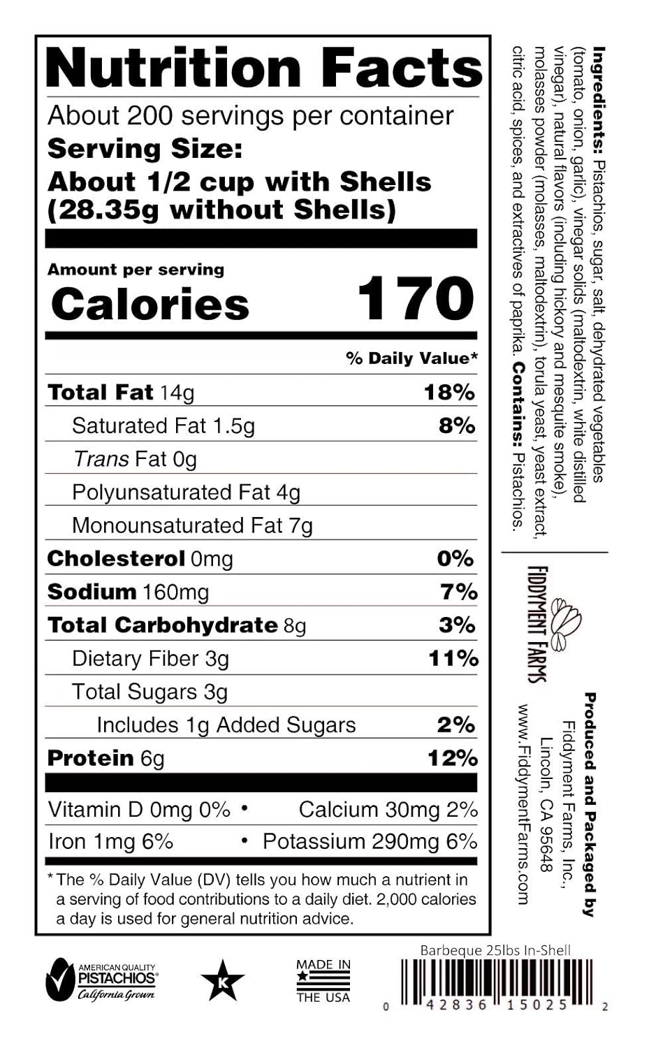 Fiddyment Farms 25 Lbs Barbecue In-shell Pistachios