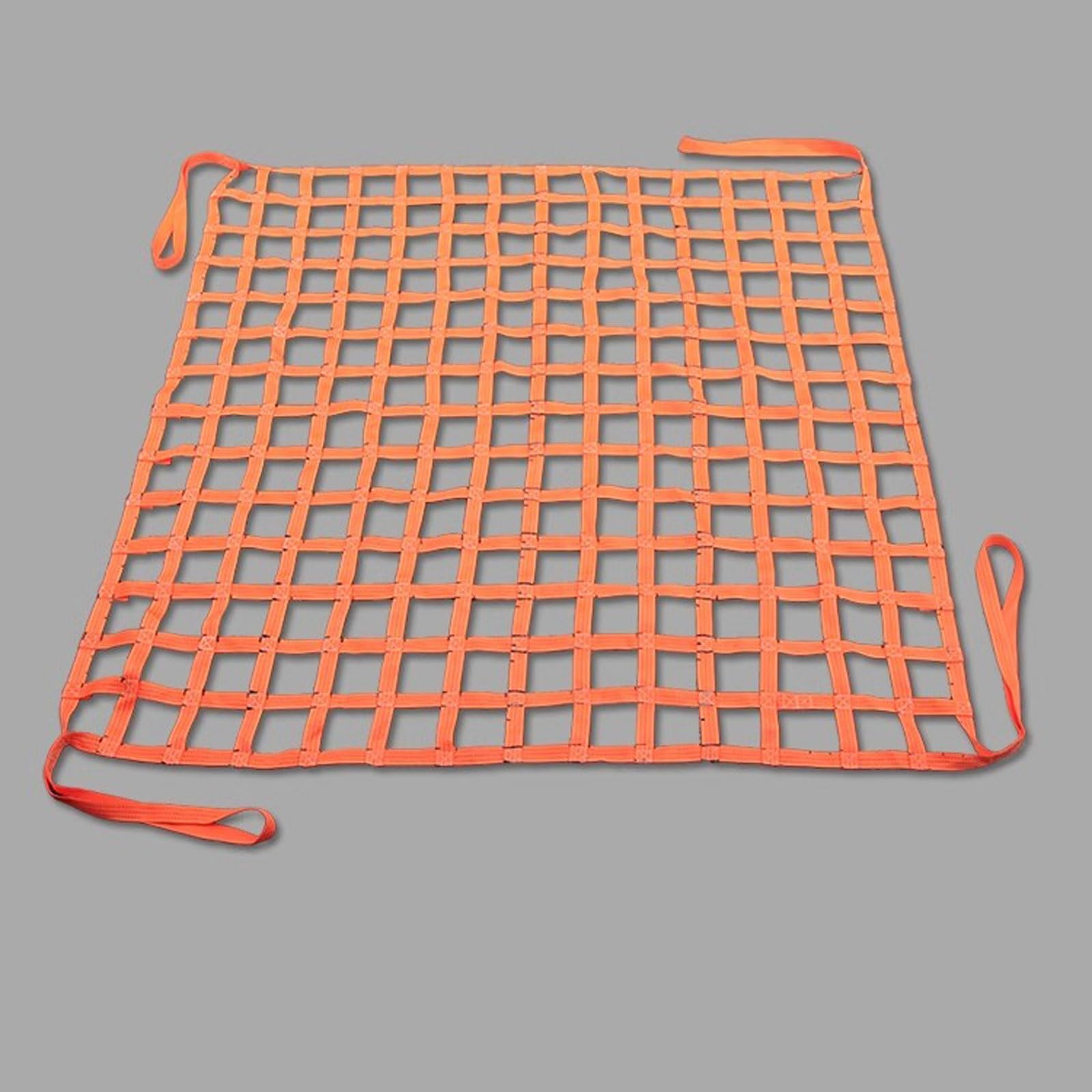 DRemdo Heavy Duty Cargo Net - Helicopter/Pallet Cargo Net - Flat Polyester Sling Hoisting Net - for Loading and Unloading Cargo (Color : Orange, Size : 1x1m(661lb))