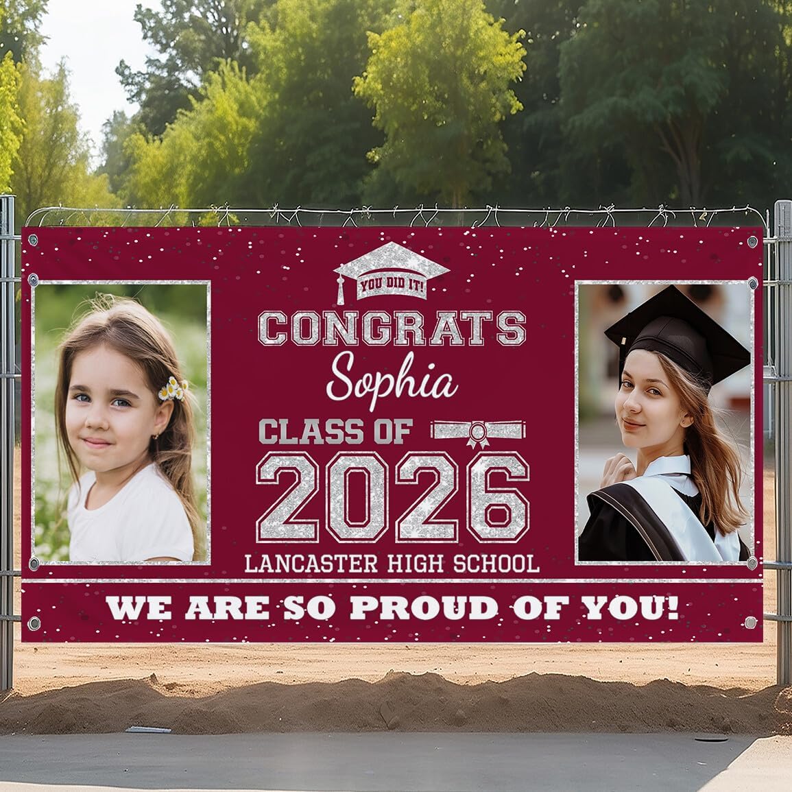 Personalized Graduation Banner with Photo, Outdoor Graduation Decorations 2026, Class of 2026 Banners, Custom Name & School Graduation Party Banner, High School Grad, Graduation Yard Sign, Congrats #3