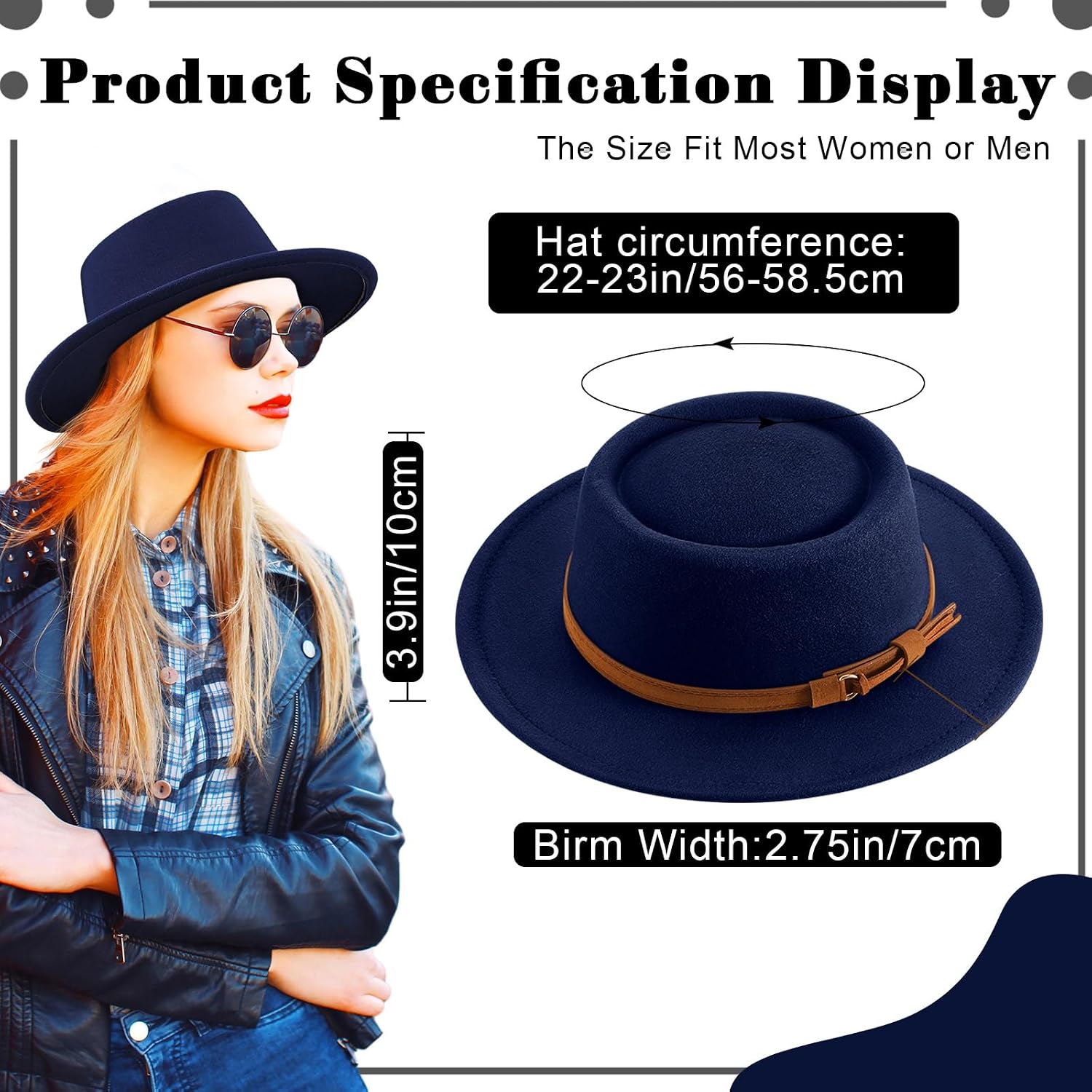 Hercicy Wool Fedora Hats for Women Vintage Felt Boho Hat with Decorative Belt Panama Pork Pie Jazz Style Headwear