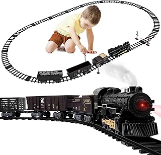 Toyvian Toy Train Set for Boys Girls 4-7, Christmas Train Kids Electric Train Set, Electric Train Set for Kids, Christmas Train Tracks Railway Train Model Train Toys