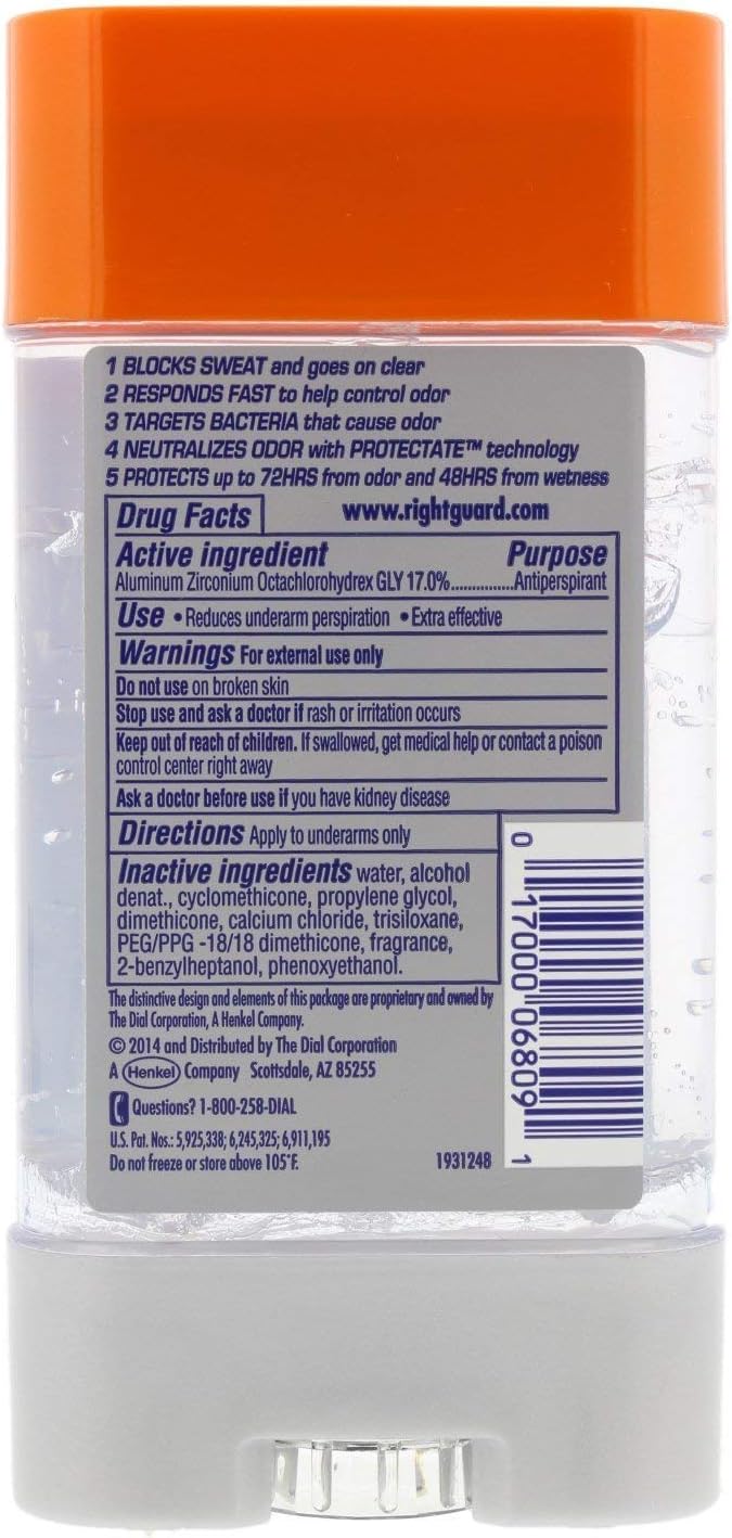 Right Guard Total Defense 5 Power Gel, Antiperspirant and Deodorant, Artic Refresh 4 Ounce 4 PK