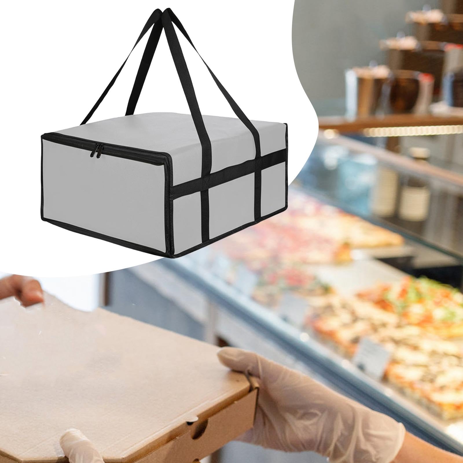 Bolsa Isotérmica para Entrega de Pizza, Impermeable, Reutilizable, de Gran Capacidad, con Calentador de Pizza, para Viajes, Uso Personal Y Comercial, 60cmx60cmx35cm