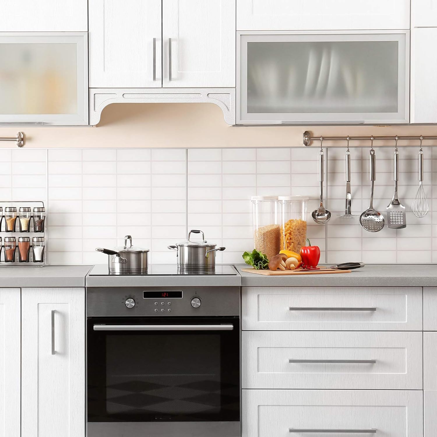 Modket Brushed Nickel Handle Pull — 10" (254mm) Hole Centers, 10-3/8" Overall Length — 10 Pack Modern Kitchen Cabinet Door Drawer Hardware/Dresser