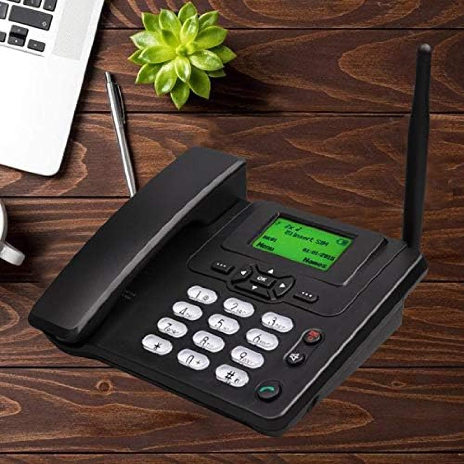 Teléfono De Escritorio con Ranura para Tarjeta SIM, Teléfono Fijo Inalámbrico De Escritorio, para Empresas O Familias, Identificador De Llamadas, Rellamada, Funciones Manos Libres, Teléfono De Esc