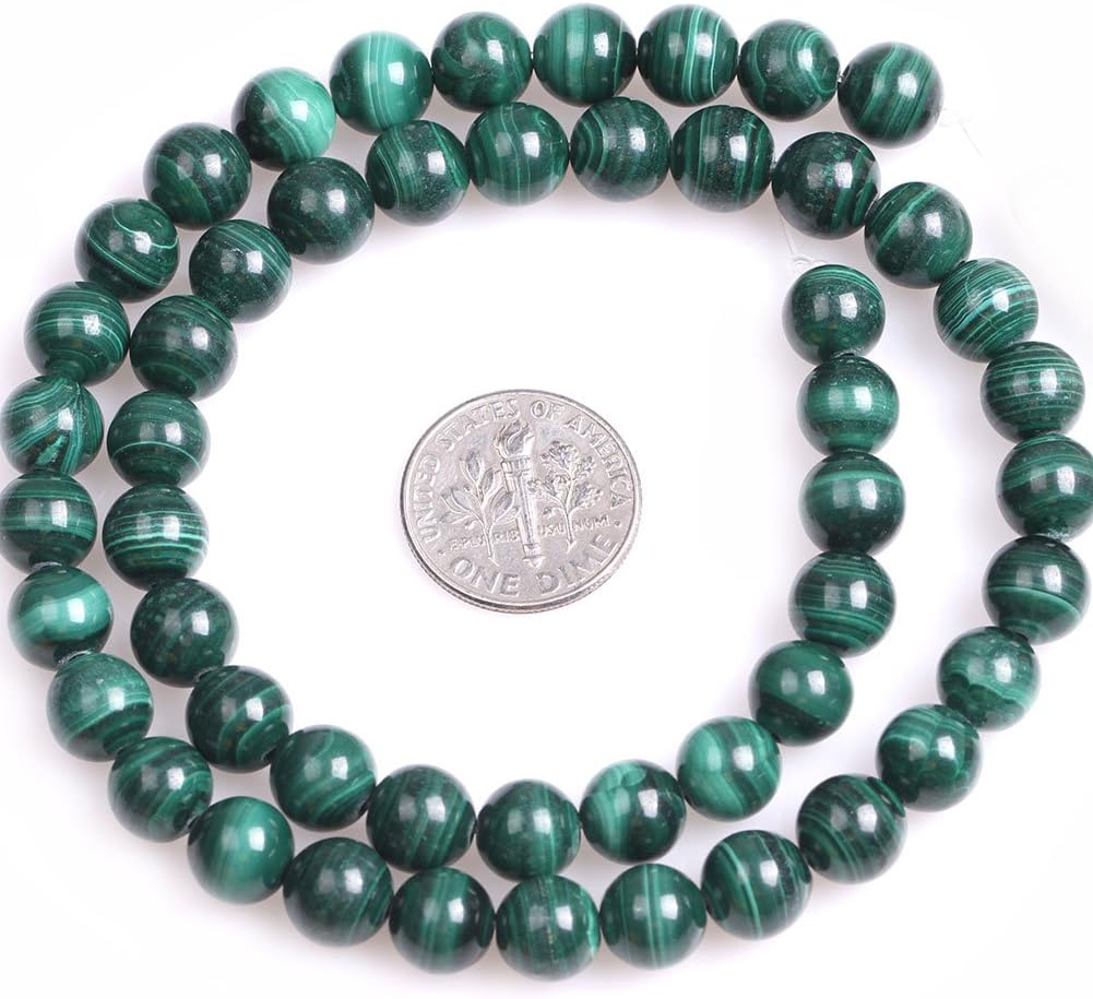 GEM-Inside Malanchite Gemstone Loose Beads Natural 8mm Round Crystal Energy Stone Power for Jewelry Making 15"