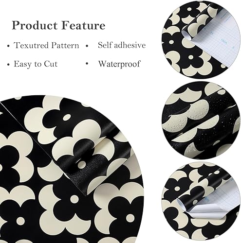 Miniatura 41 de Ismoon Papel tapiz geométrico para despegar y pegar, papel de contacto bohemio azul y blanco, 118 x 17.3 pulgadas, papel tapiz floral moderno, Azul