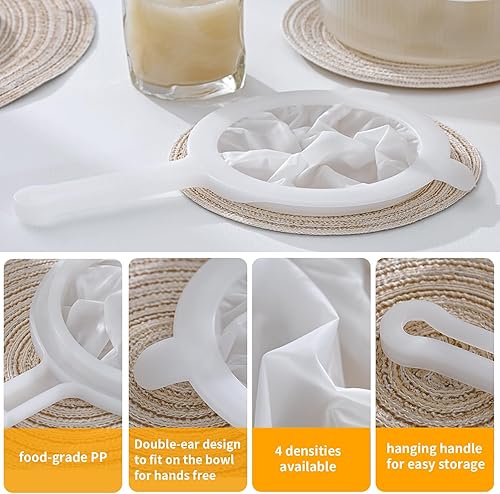 Miniatura 6 de Juego de coladores de malla múltiple premium, paquete de 4  malla 100200300400, tamiz de malla fina de nailon y plástico para té, café, leche de