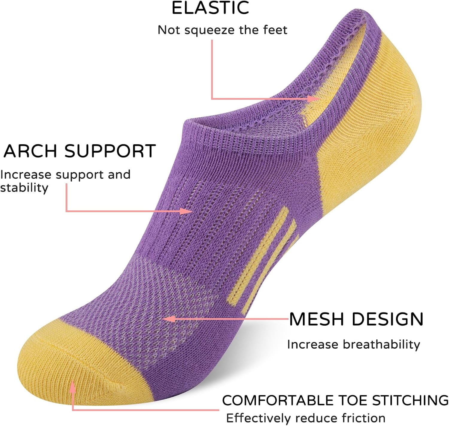 Comfoex 12 Pairs Girls No Show Socks Cotton Non Slip Mesh Low Cut Ankle Invisible Kids Socks With Grips - Image 4