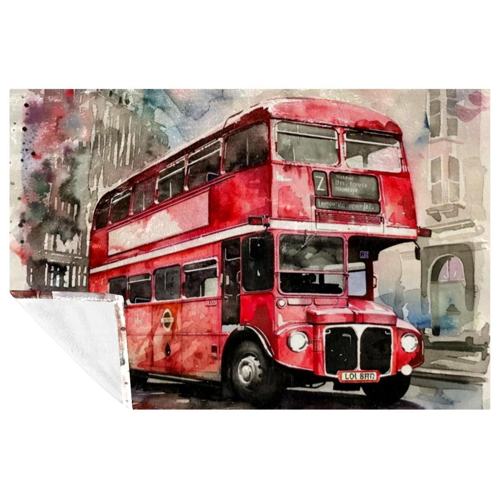 Couverture bus londonien chaude et confortable pour lit et canapé