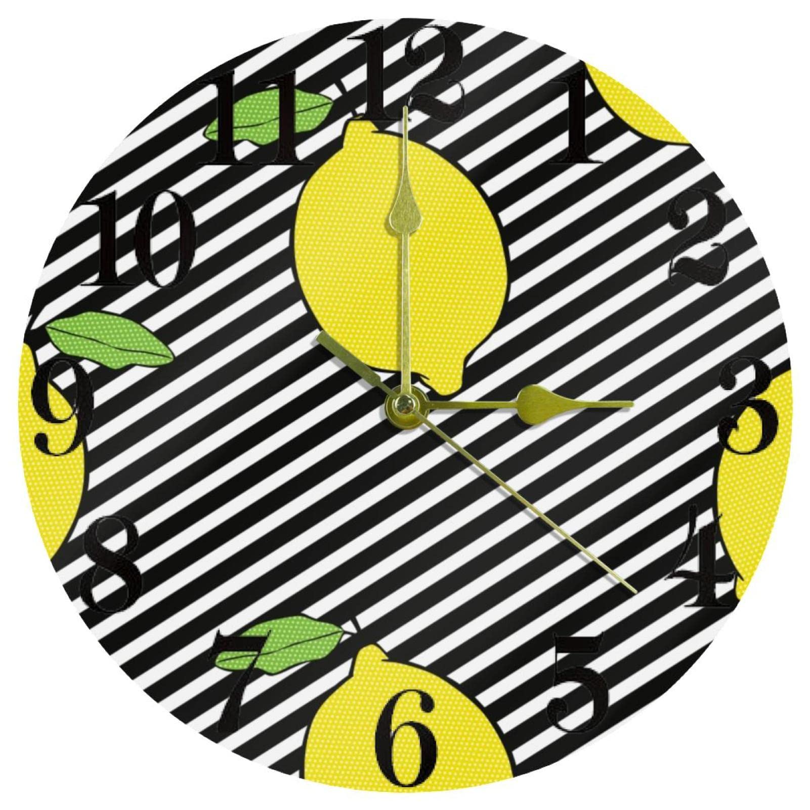 Horloge murale ronde Lemons à quartz silencieuse de 25,4 cm