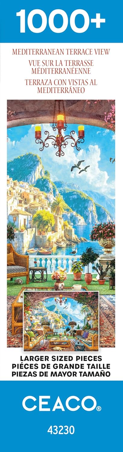 Ceaco - EZ2Hold - Dominic Davison - Mediterranean Terrace View - 1000 Piece Jigsaw Puzzle for Adults - Challenging Puzzle Perfect for Game Nights - Finished Size is 30 x 24