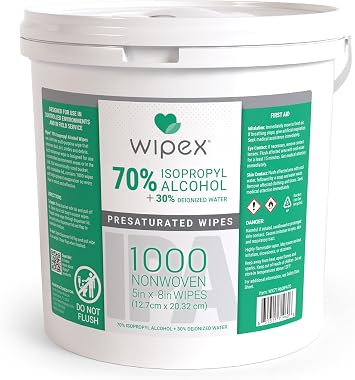 Wipex 70% Isopropyl Alcohol Wipes, Bulk 1000 Count - Ideal for Electronics, Household, Work & School Equipment Cleaning - Lint-Free SMS Cloth Safe for Tech Cleaning & Screens, Pack of 1