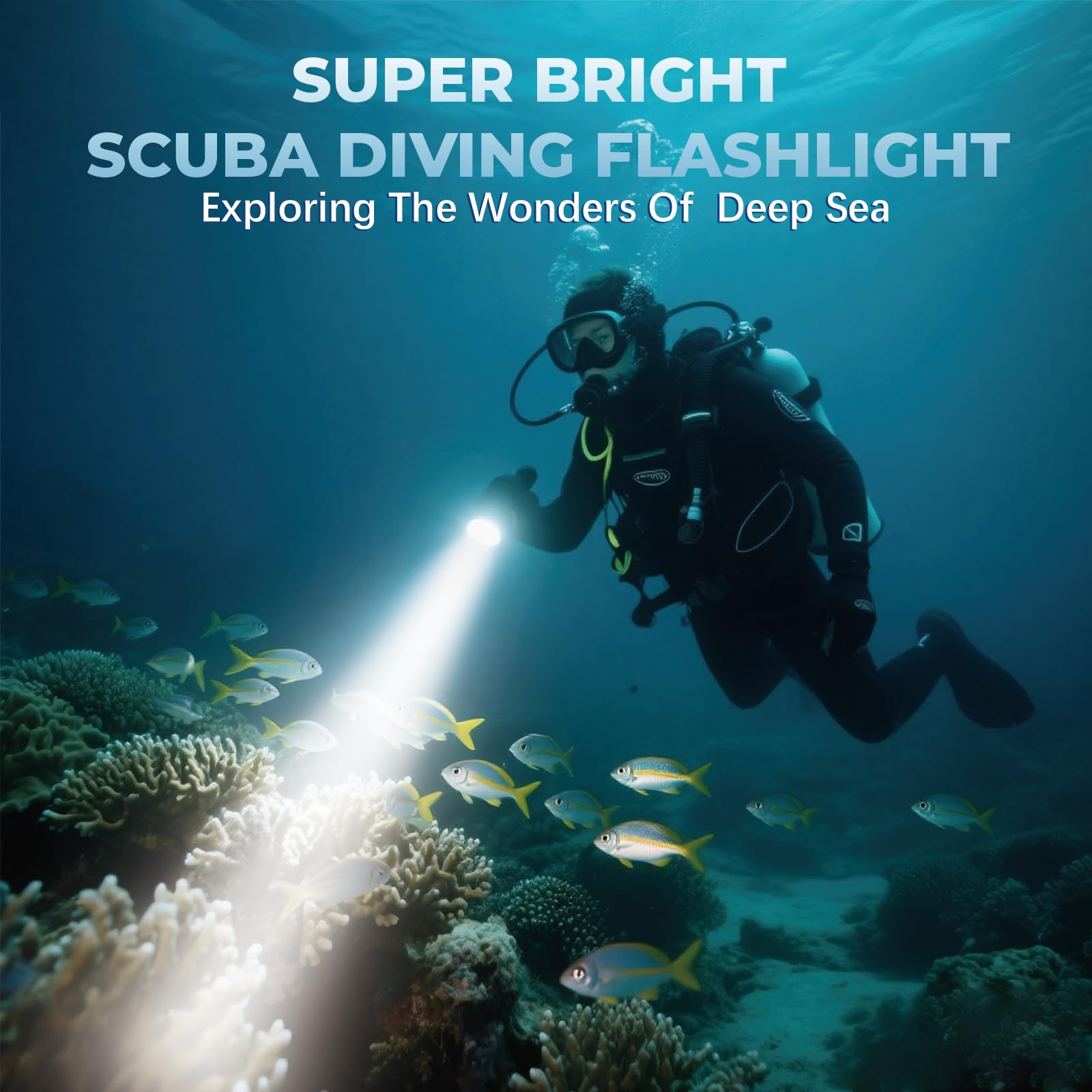 nitescuba Lampe torche de plongée sous-marine 1200 lumens avec support de 100 m avec batterie rechargeable étanche professionnelle submersible pour sous-marin, grotte sous-marine, grotte à la tombée