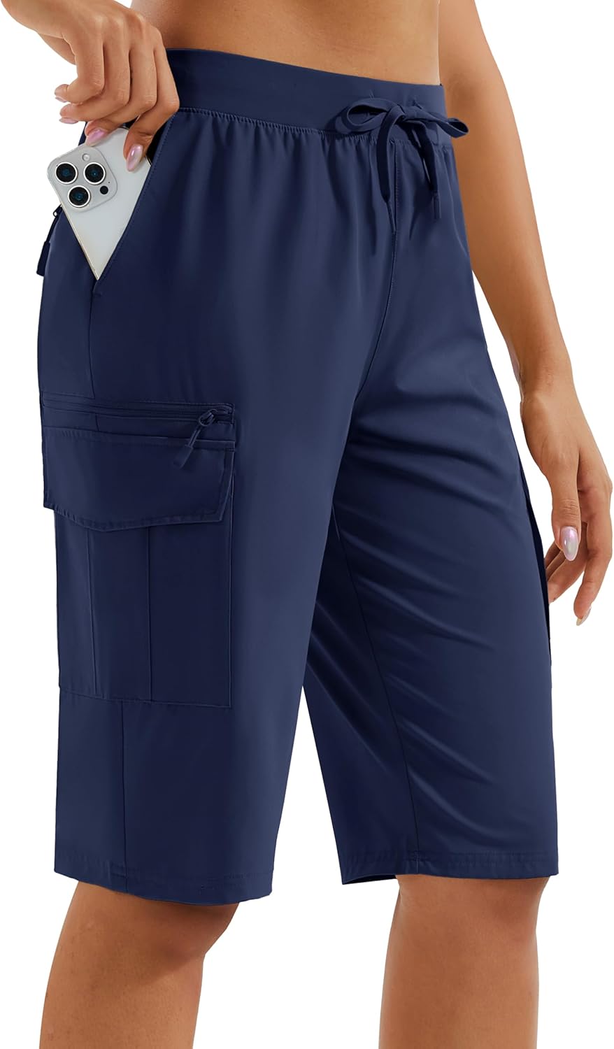 MAGCOMSEN Women’s 13″ Long Hiking Shorts UPF50+ Lightweight Quick Dry Knee Length Bermuda Cargo Shorts with 6 Pockets