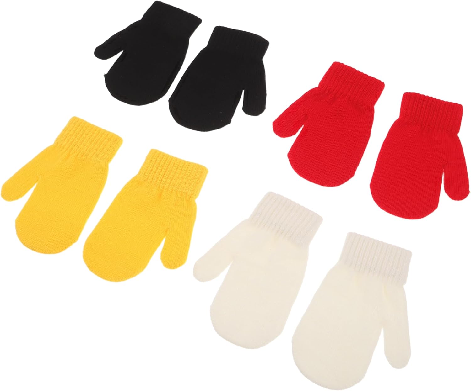 ORFOFE 4 Pairs Winter Knit Gloves Warm Mittens Acrylic for Boys