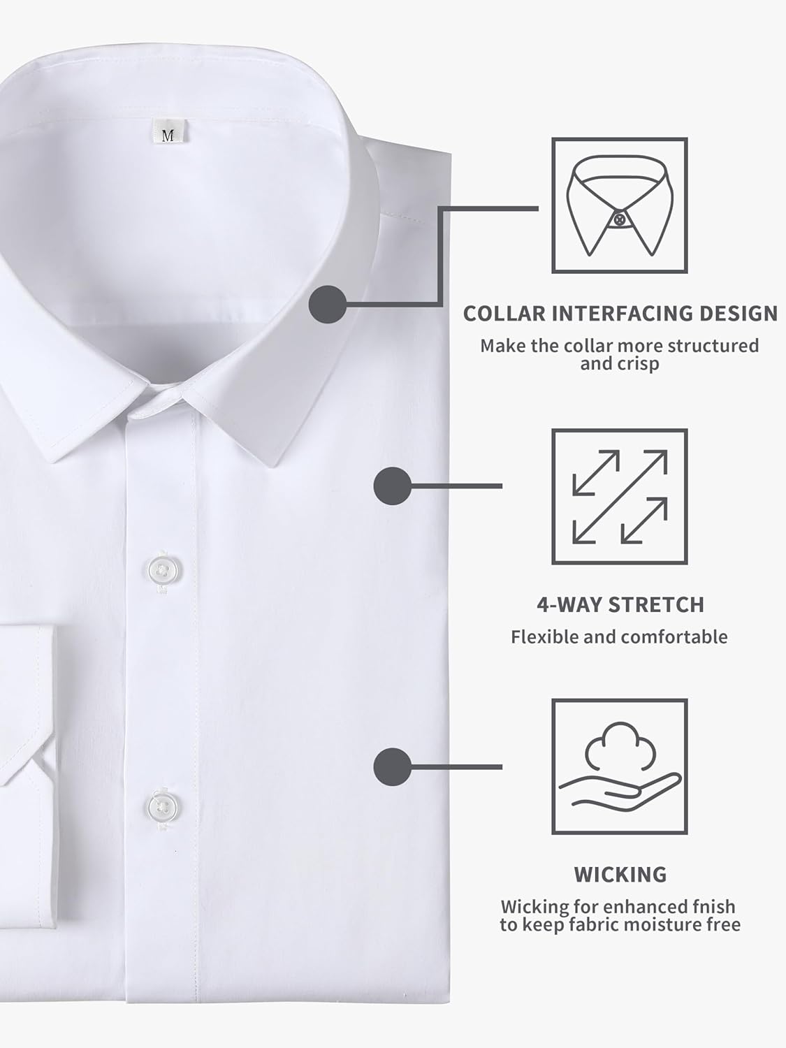 Mens Dress Shirts 4-Way Stretch Long Sleeve Slim Fit Formal Shirt Business Casual Wedding Dating Button Down Shirts - Image 5