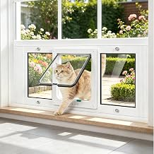 27"-32" Aluminum Cat Door for Winow No-Drill Rental-Friendly