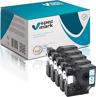 specmark 40911 S0720510 - Cinta de impresión (9 mm x 7 m, 5 unidades), color azul sobre transparente