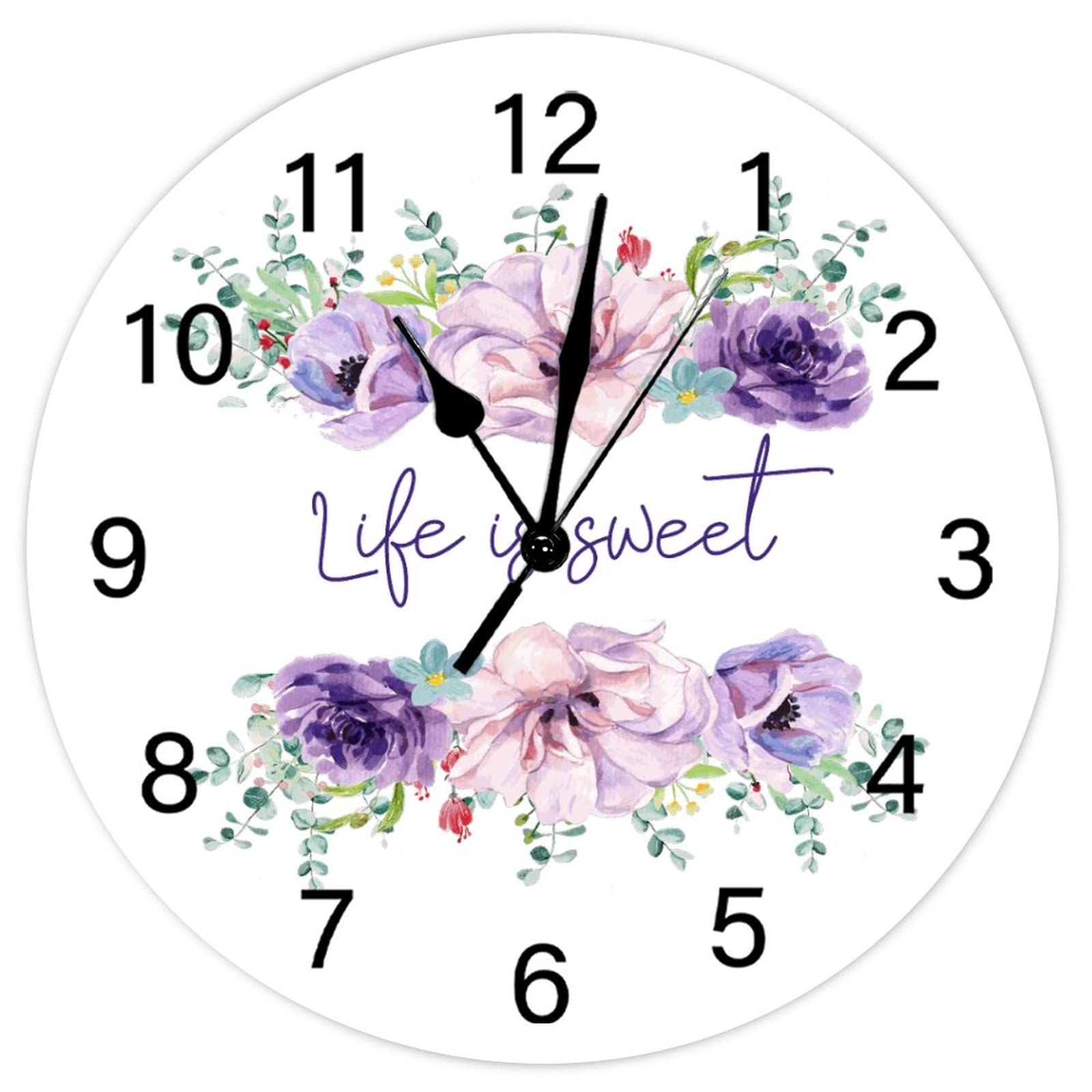 Horloge murale en bois Life Is Sweet 38cm avec couronne rétro