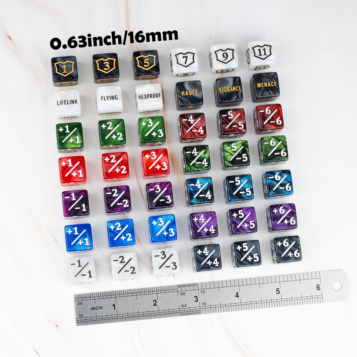 105 PCS MTG Dice Set Magic Counters Abilities Keyword Counter +1/-1 Tokens Shield D6 D20 Dice for MTG TCG Card Game Accessories