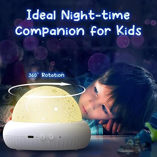 Miniatura 3 de Proyector de luz nocturna, proyector de estrellas para techo, 8 juegos de películas y luz nocturna de rotación de 360 grados para niños, proyector