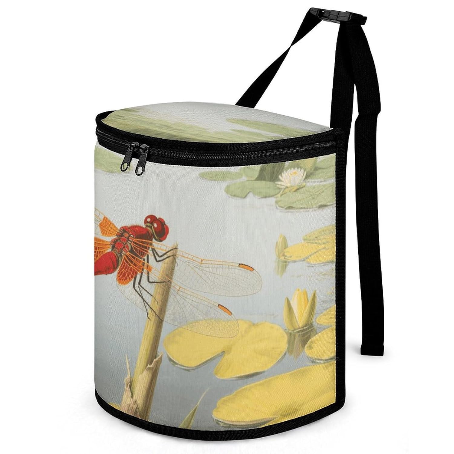 MUSM Leakproof Car Trash Can 2.5 Gallon, Durable Automotive Garbage Bag with Waterproof Liner, Dragonflies Trash Bag for Car, Truck, RV & Bathroom
