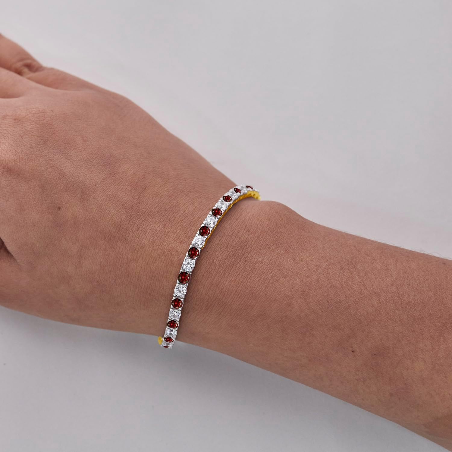 DEWBERRY 4.70 Cttw Round Cut IGI Certified Lab Grown Diamond & Gemstone Tennis Womens Bracelet 7" Inch 10K Real White,Rose, Yellow Gold Perfect For Gift (F-G Color, VS Clarity) Gift For Her