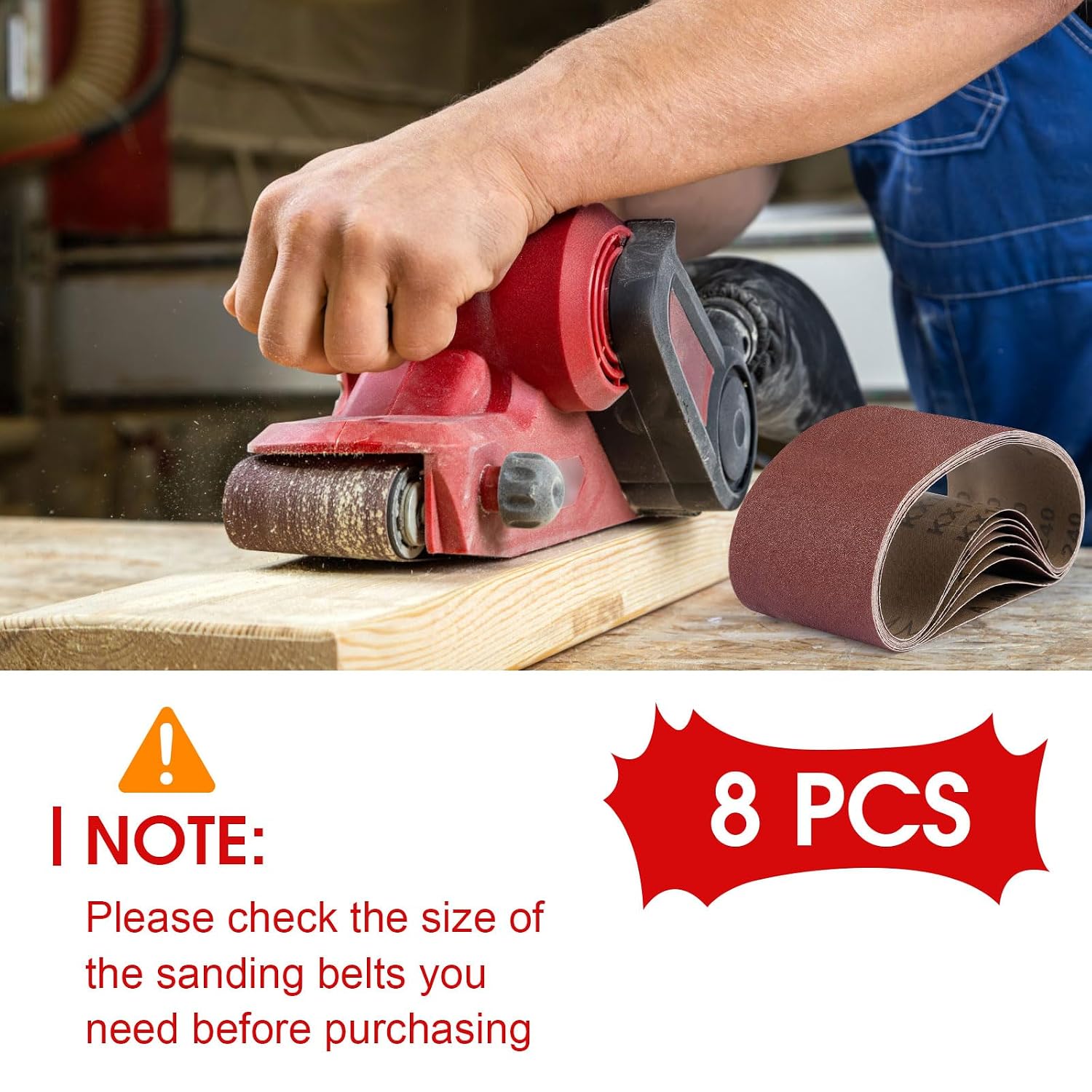 Belt Sander Sanding Belts, 8 Pcs Belt Sander Paper (2 Each of 80 120 150 240 Grits), Aluminum Oxide for Woodworking Polishing (4 x 36 inch)
