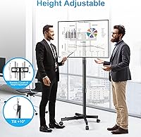 Vista 3 de Soporte de TV móvil con ruedas para pantallas de panel plano LCD LED de 23 a 60 pulgadas, soporte de TV móvil ajustable en altura con ruedas