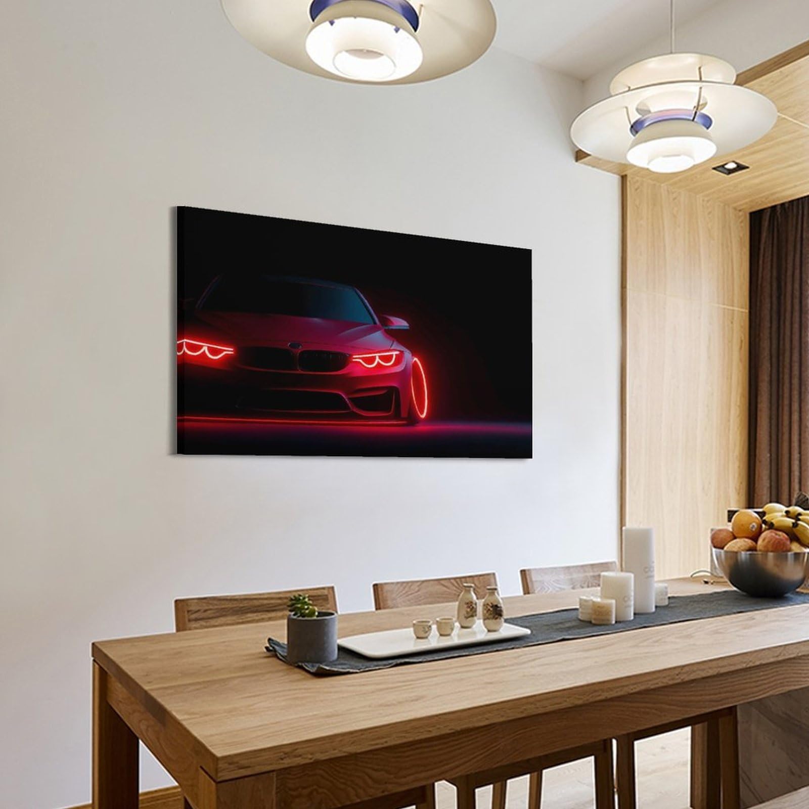 ESTE F82 M4 Sportwagen-Poster mit Engelsaugen-Beleuchtung und Schatteneffekten, dekoratives Gemälde, Leinwand, moderne Kunst, Bild, 40 x 60 cm